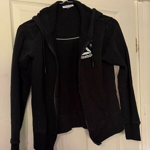 Reebok Black Full-Zip Sweatshirt no size tag ages 10-12 years old